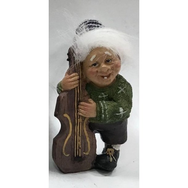 Nisse Musikanter med strikhue, 11 cm, 4 stk. mixet. Nisse guitar